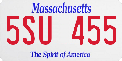 MA license plate 5SU455