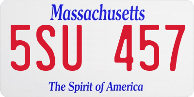 MA license plate 5SU457