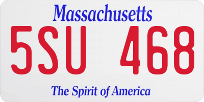 MA license plate 5SU468