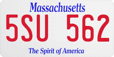 MA license plate 5SU562