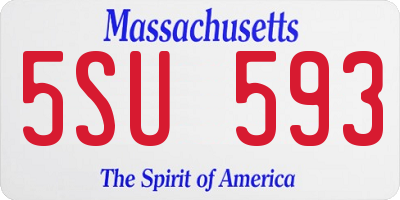 MA license plate 5SU593