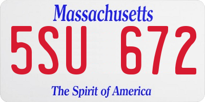 MA license plate 5SU672