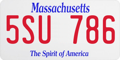MA license plate 5SU786