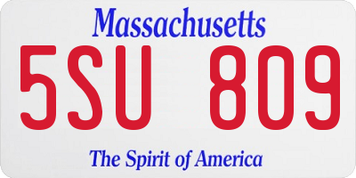 MA license plate 5SU809