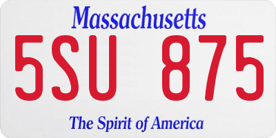 MA license plate 5SU875