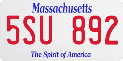 MA license plate 5SU892