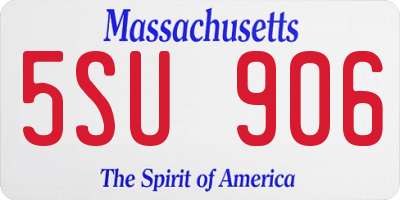 MA license plate 5SU906