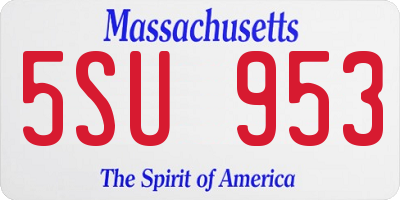 MA license plate 5SU953