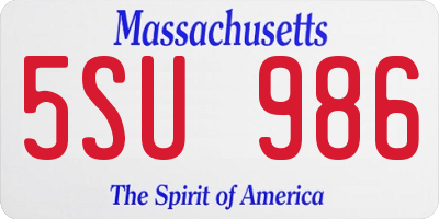 MA license plate 5SU986