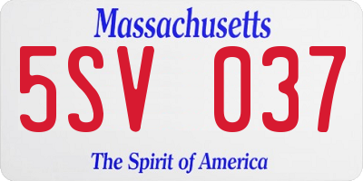 MA license plate 5SV037