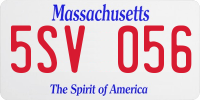 MA license plate 5SV056