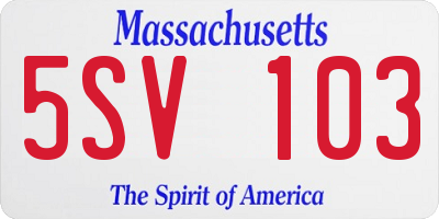 MA license plate 5SV103