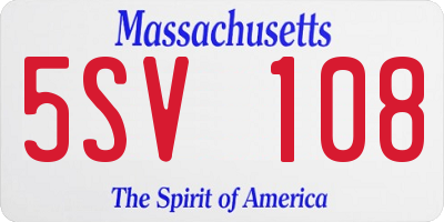 MA license plate 5SV108