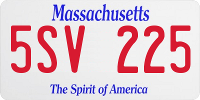 MA license plate 5SV225