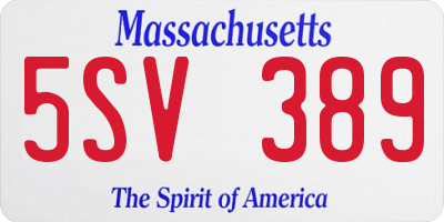 MA license plate 5SV389