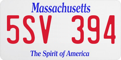 MA license plate 5SV394