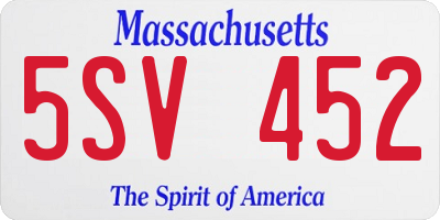 MA license plate 5SV452