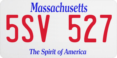 MA license plate 5SV527