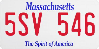 MA license plate 5SV546