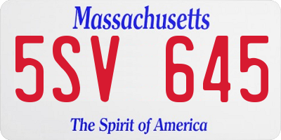 MA license plate 5SV645