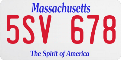 MA license plate 5SV678