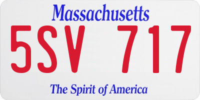 MA license plate 5SV717