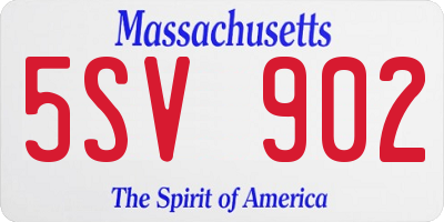 MA license plate 5SV902
