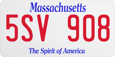 MA license plate 5SV908