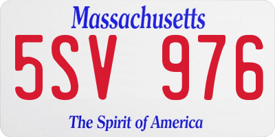 MA license plate 5SV976