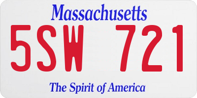 MA license plate 5SW721