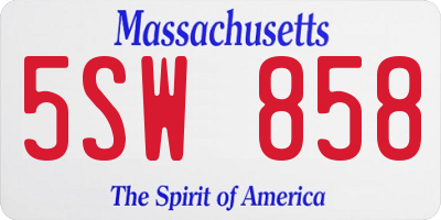 MA license plate 5SW858