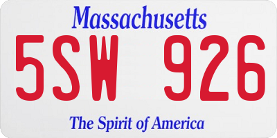 MA license plate 5SW926