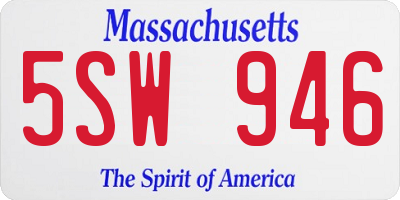 MA license plate 5SW946