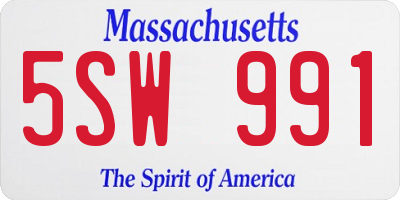 MA license plate 5SW991