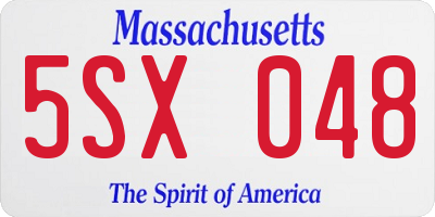 MA license plate 5SX048