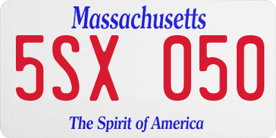 MA license plate 5SX050