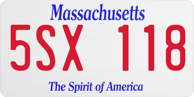 MA license plate 5SX118