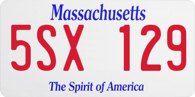 MA license plate 5SX129