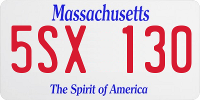 MA license plate 5SX130