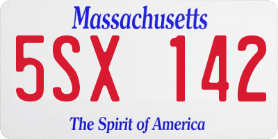 MA license plate 5SX142