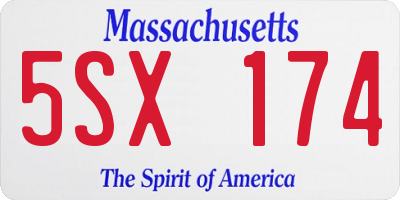 MA license plate 5SX174