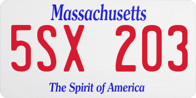 MA license plate 5SX203