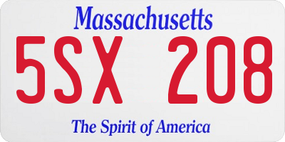 MA license plate 5SX208