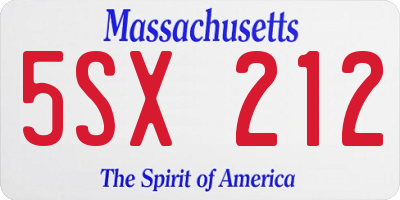 MA license plate 5SX212