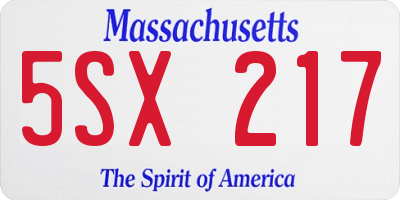 MA license plate 5SX217