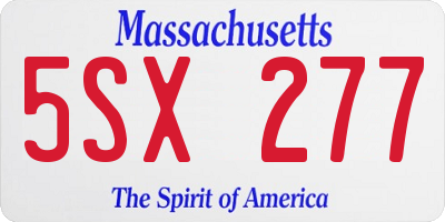 MA license plate 5SX277
