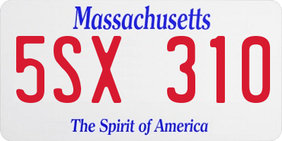 MA license plate 5SX310