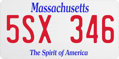 MA license plate 5SX346