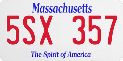 MA license plate 5SX357