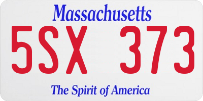 MA license plate 5SX373
